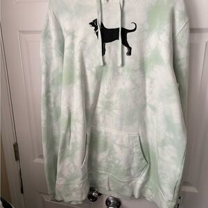 The Black Dog Mint Green Cat Silhouette Hoodie